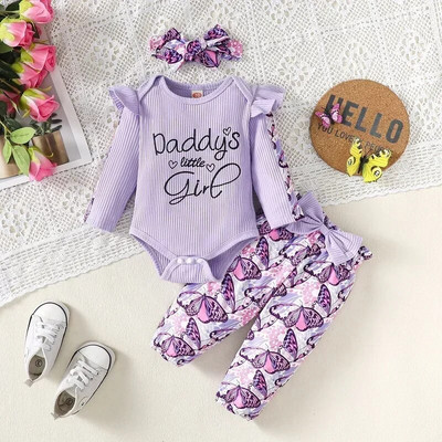 Set de haine de primăvară toamnă pentru bebeluș fetiță, roz, cu mânecă lungă, bluză + pantaloni, ținută casual pentru nou-născut, imprimeu dragoste