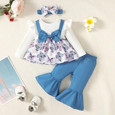 Set de haine de primăvară toamnă pentru bebeluș fetiță, roz, cu mânecă lungă, bluză + pantaloni, ținută casual pentru nou-născut, imprimeu dragoste