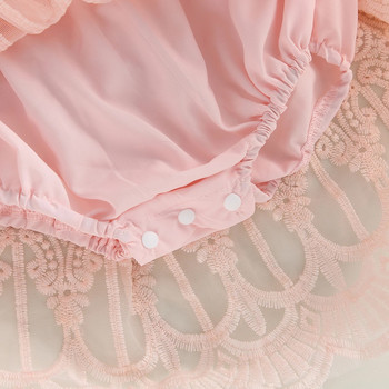 Pudcoco Βρεφικό Νεογέννητο Κοριτσάκι Καλοκαιρινό φόρεμα με δαντέλα, βολάν μανίκι εξώπλατο μονόχρωμο βρεφικό φόρεμα 0-24 εκ.