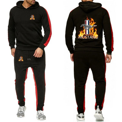 Mustang 2023, primăvară și toamnă, stil nou, pentru bărbați, de culoare uni, seturi de pantaloni de trening, jachete Harajuku, costume sportive confortabile