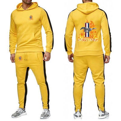 Mustang 2023, primăvară și toamnă, stil nou, pentru bărbați, de culoare uni, seturi de pantaloni de trening, jachete Harajuku, costume sportive confortabile