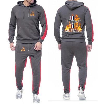 Mustang 2023, primăvară și toamnă, stil nou, pentru bărbați, de culoare uni, seturi de pantaloni de trening, jachete Harajuku, costume sportive confortabile