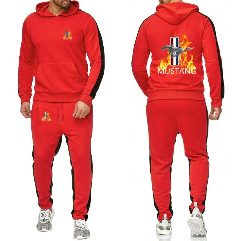 Mustang 2023, primăvară și toamnă, stil nou, pentru bărbați, de culoare uni, seturi de pantaloni de trening, jachete Harajuku, costume sportive confortabile