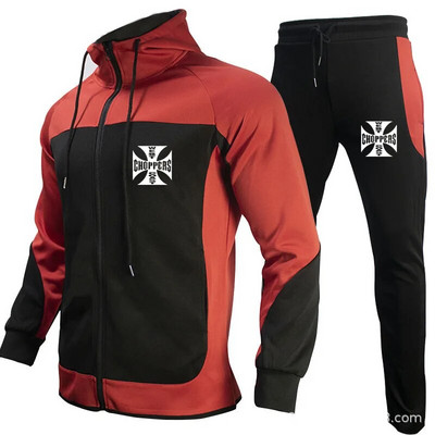 Pánska ležérna športová súprava s potlačou loga West Coast, 2 kusy, jesenné nové pánske oblečenie (športová bunda + nohavice)