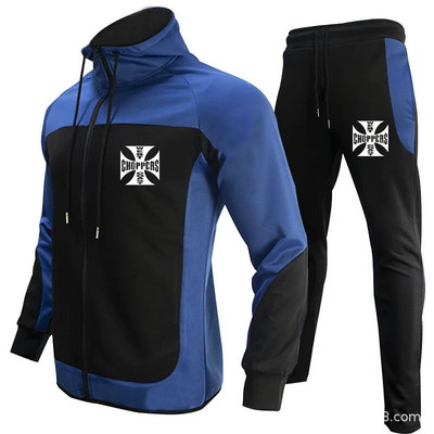 Pánska ležérna športová súprava s potlačou loga West Coast, 2 kusy, jesenné nové pánske oblečenie (športová bunda + nohavice)