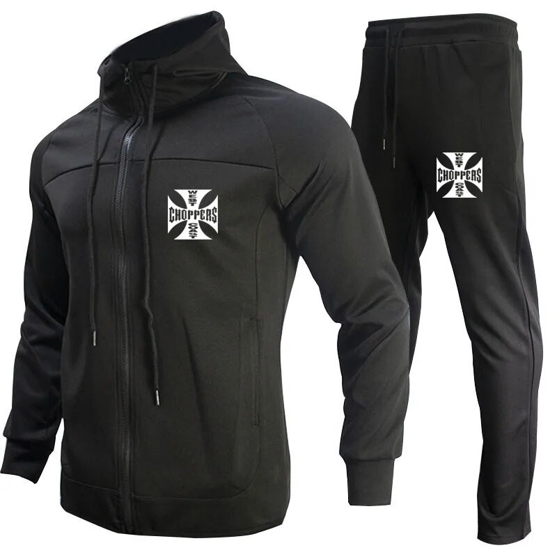 Pánska ležérna športová súprava s potlačou loga West Coast, 2 kusy, jesenné nové pánske oblečenie (športová bunda + nohavice)