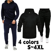Set de pulovere sport pentru bărbați, de culoare solidă, îmbrăcăminte sport pentru bărbați, pulover, cu șnur elastic, pulover + set de pantaloni din două piese