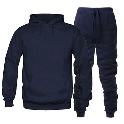 Set de pulovere sport pentru bărbați, de culoare solidă, îmbrăcăminte sport pentru bărbați, pulover, cu șnur elastic, pulover + set de pantaloni din două piese