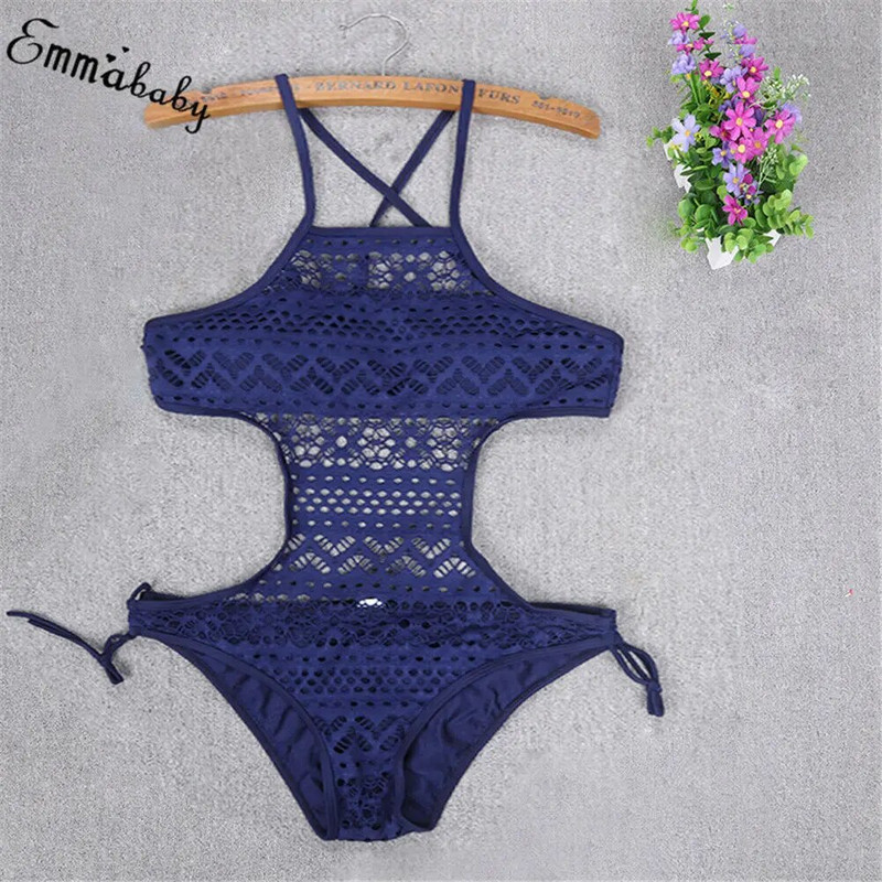 Costum de baie sexy dintr-o singură piesă pentru femei, cu scobitură din dantelă, cu monokini florale