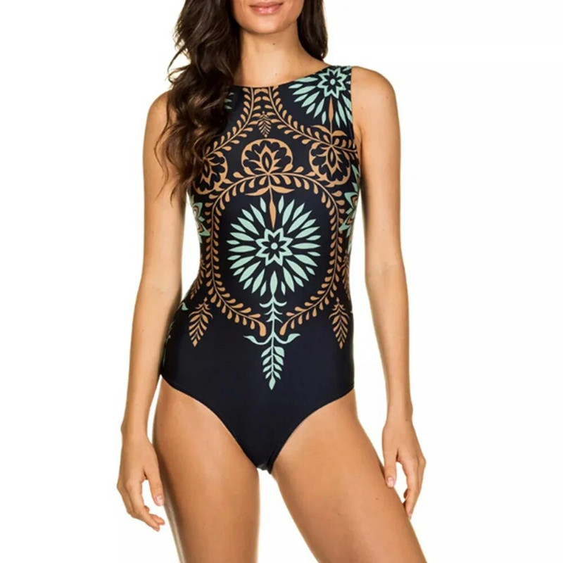 2024 Sexy High Neck One Piece Swimsuit Dámske brazílske plavky Dámske plavky s ramienkami, plavky s potlačou Monokini Lady