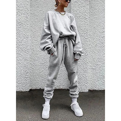 Set de 2 piese de modă supradimensionat pentru femei Set de hanorace pentru femei, costum sport, hanorac, toamnă, iarnă, îmbrăcăminte sportivă, seturi de alergare