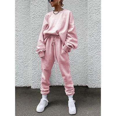 Set de 2 piese de modă supradimensionat pentru femei Set de hanorace pentru femei, costum sport, hanorac, toamnă, iarnă, îmbrăcăminte sportivă, seturi de alergare