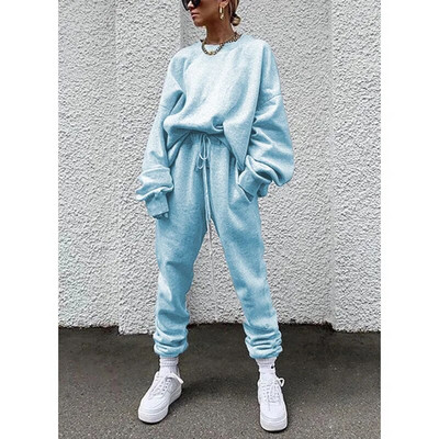 Set de 2 piese de modă supradimensionat pentru femei Set de hanorace pentru femei, costum sport, hanorac, toamnă, iarnă, îmbrăcăminte sportivă, seturi de alergare