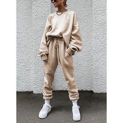 Set de 2 piese de modă supradimensionat pentru femei Set de hanorace pentru femei, costum sport, hanorac, toamnă, iarnă, îmbrăcăminte sportivă, seturi de alergare