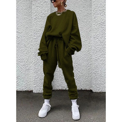 Set de 2 piese de modă supradimensionat pentru femei Set de hanorace pentru femei, costum sport, hanorac, toamnă, iarnă, îmbrăcăminte sportivă, seturi de alergare