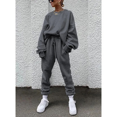 Set de 2 piese de modă supradimensionat pentru femei Set de hanorace pentru femei, costum sport, hanorac, toamnă, iarnă, îmbrăcăminte sportivă, seturi de alergare
