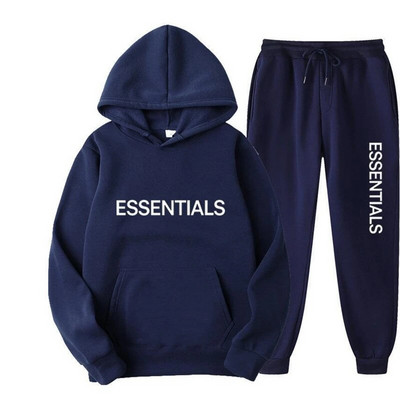 Autumn Winter ESSENTIALS Spausdinti 2 vienetų rinkiniai Unisex sportiniai gobtuvai vyrams megztiniai + kelnių kostiumas y2k Moteriška sportinė apranga su gobtuvu