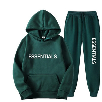 Autumn Winter ESSENTIALS Spausdinti 2 vienetų rinkiniai Unisex sportiniai gobtuvai vyrams megztiniai + kelnių kostiumas y2k Moteriška sportinė apranga su gobtuvu