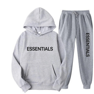 Autumn Winter ESSENTIALS Spausdinti 2 vienetų rinkiniai Unisex sportiniai gobtuvai vyrams megztiniai + kelnių kostiumas y2k Moteriška sportinė apranga su gobtuvu