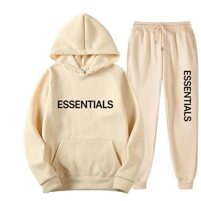 Autumn Winter ESSENTIALS Spausdinti 2 vienetų rinkiniai Unisex sportiniai gobtuvai vyrams megztiniai + kelnių kostiumas y2k Moteriška sportinė apranga su gobtuvu