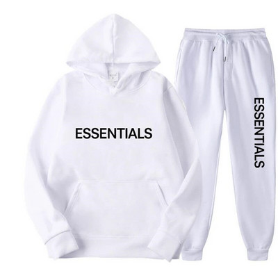 Autumn Winter ESSENTIALS Spausdinti 2 vienetų rinkiniai Unisex sportiniai gobtuvai vyrams megztiniai + kelnių kostiumas y2k Moteriška sportinė apranga su gobtuvu