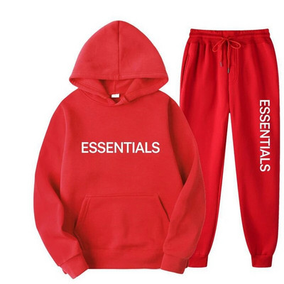 Autumn Winter ESSENTIALS Spausdinti 2 vienetų rinkiniai Unisex sportiniai gobtuvai vyrams megztiniai + kelnių kostiumas y2k Moteriška sportinė apranga su gobtuvu