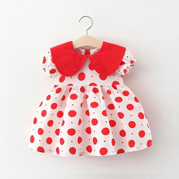 Καλοκαιρινό κορίτσι Παιδικό κοντομάνικο φόρεμα πριγκίπισσας Παιδικό μωρό βρέφη Dot Polka πλισέ φορέματα Casual Vestidos