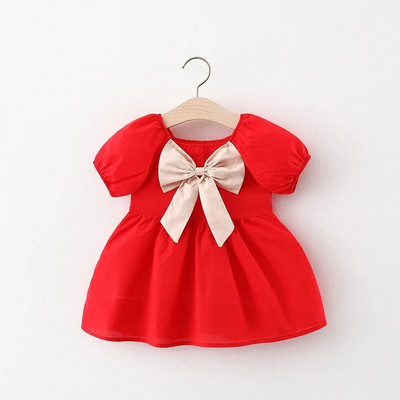 Letné dievčenské detské princezná šaty s krátkym rukávom, detské bábätká, bodkované, skladané šaty, ležérne šaty