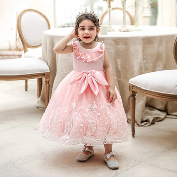 Καλοκαιρινό 1 έτος μωρό φόρεμα γενεθλίων Παιδικά ρούχα βάπτισης Βάπτιση Παιδικό πάρτυ Παιδική Στολή Μπλε λουλούδι Δαντέλα Πριγκίπισσα