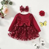 Rochii pentru fete Rochie de fată de primăvară toamnă pentru copii Rochie de prințesă dulce pentru bebeluși Moda pentru sugari Rochie de plasă fluture nou-născut