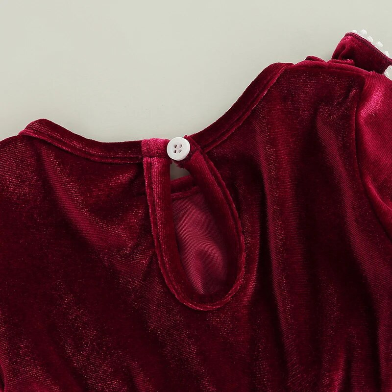 Mažylių mergaičių A formos suknelė princesė Graži aksominė rudens pavasario suknelė kūdikiui ilgomis rankovėmis raukiniais nėriniais klostuota suknelė