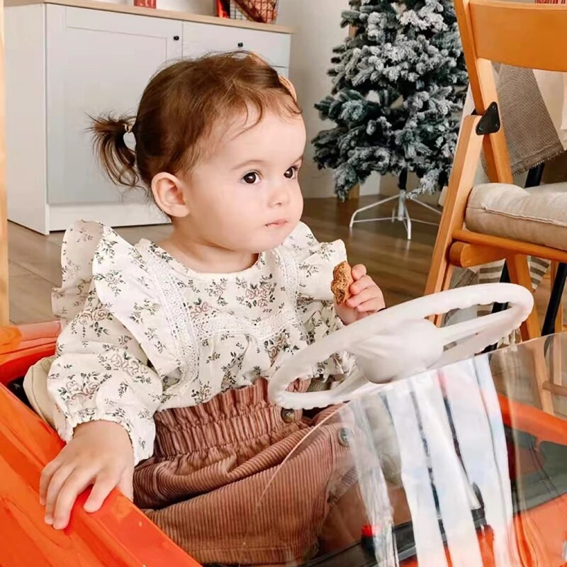 2db koreai csipke fodros aranyos baba nadrág kalappal szett csecsemő vintage virágos hosszú ujjú jumpsuit kisgyermek baba lány édes ruhák