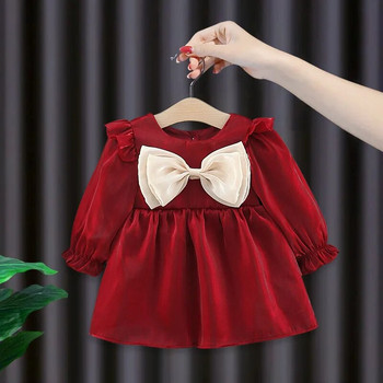 Новородено бебе момиче пролет есен дрехи носене лък принцеса парти рокли рокля за малко дете момиче бебешко облекло 1 година Рокля за рожден ден