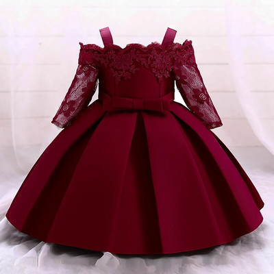 Rochie de Crăciun pentru fetițe, nou-născut, botez, rochii de petrecere prințesă, mâneci din dantelă, haine pentru fetiță, rochie de mireasă de 1 an.