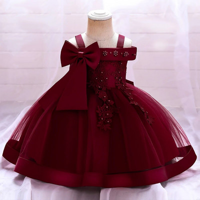 Rochie de Crăciun pentru fetițe, nou-născut, botez, rochii de petrecere prințesă, mâneci din dantelă, haine pentru fetiță, rochie de mireasă de 1 an.