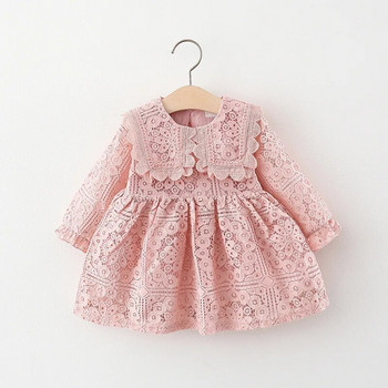 babzapleume Пролетни дрехи за бебета и момичета Сладка корейска рокля за принцеса за новородени бебета Дантелени рокли с цветя Есенни дрехи за малки деца 050