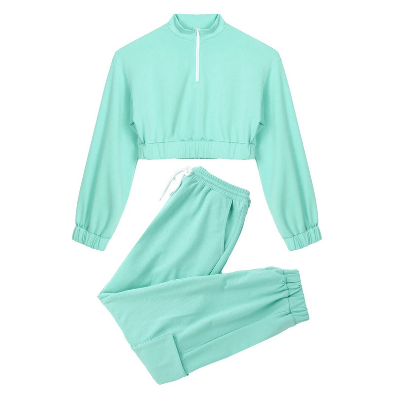Moterų laisvalaikio saldus sportinis jogos rinkinys 2 vnt bėgimo sportinis kostiumas, dviejų dalių sportiniai kostiumai, sporto salės drabužiai, stovas apykakle, ilgomis rankovėmis, sportinė apranga