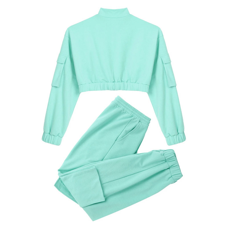 Moterų laisvalaikio saldus sportinis jogos rinkinys 2 vnt bėgimo sportinis kostiumas, dviejų dalių sportiniai kostiumai, sporto salės drabužiai, stovas apykakle, ilgomis rankovėmis, sportinė apranga