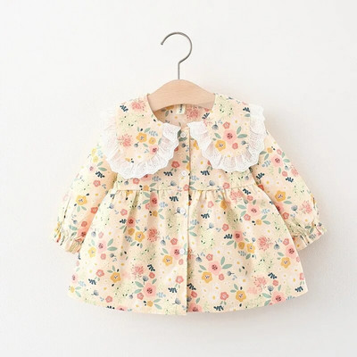 Tavaszi újszülött kislány ruhák virágos hosszú ujjú ruha lányoknak babaruha 1 éves születésnapi hercegnő ruha + csipke kendő