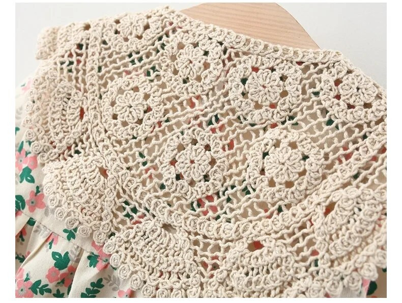 Tavaszi újszülött kislány ruhák virágos hosszú ujjú ruha lányoknak babaruha 1 éves születésnapi hercegnő ruha + csipke kendő