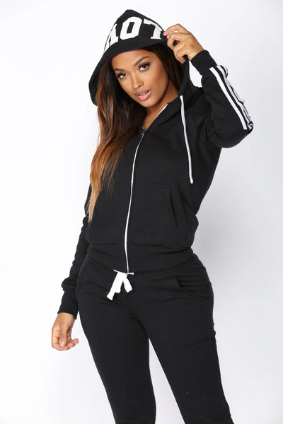 Trening pentru femei de primăvară îmbrăcăminte sport cu mânecă lungă cu fermoar hanorace cu glugă hanorac+pantalon alergare jogger set de antrenament casual costum sport