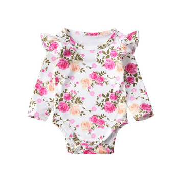 Citgeett Пролетно бебешко облекло за новородено, малко дете, момичета, флорални гащеризони с волани и дълги ръкави, гащеризони, дрехи за слънчеви костюми