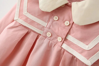 babzapleume Пролет Есен Дрехи за новородено момиченце Корейска сладка яка за кукли Памучни рокли с дълъг ръкав Рокля на принцеса 071