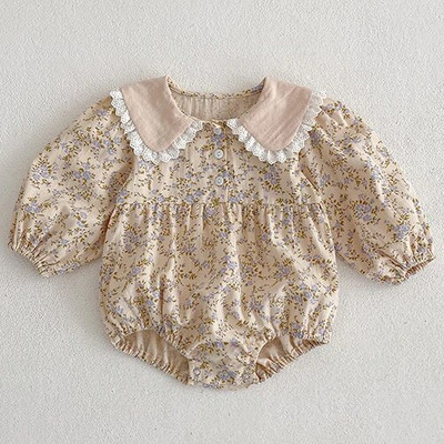 Toamnă, primăvară, haine pentru fetițe, body pentru bebeluși + pălărie din bumbac, broderie cu flori, cu mânecă lungă, salopetă pentru fetiță nou-născută