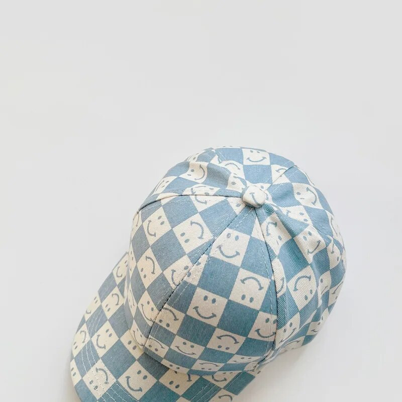 Pălării pentru bebeluși de primăvară, vară, cu model de zâmbet, șapci de baseball în carouri pentru copii, băieți, fete, bumbac, copii, pălărie de soare