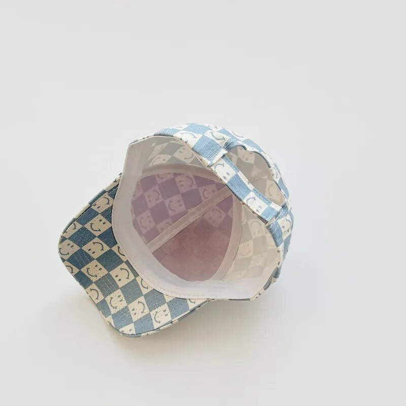 Pălării pentru bebeluși de primăvară, vară, cu model de zâmbet, șapci de baseball în carouri pentru copii, băieți, fete, bumbac, copii, pălărie de soare