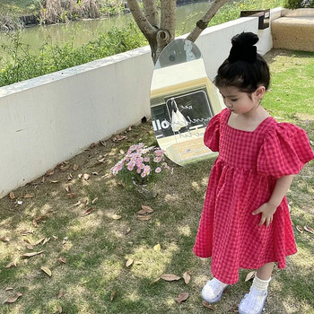 Κορίτσια Hubble-bubble μανίκι Γλυκό καλοκαιρινό φόρεμα Παιδικά Παιδικά μωρά Παιδικά γείσο παπιγιόν εξώπλατο Πριγκίπισσα Φόρεμα πάρτι Vestidos