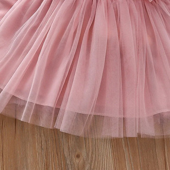 Детска рокля на принцеса Дрехи за малки момичета Пролет Есен Мрежеста рокля с дълги ръкави Бебешко момиче Детски костюм Vestidos 1-5Years