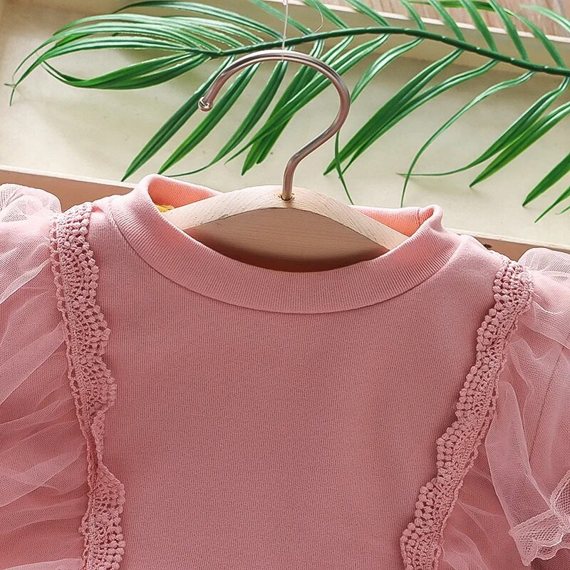 Vaikiška princesė suknelė mažyliams mergaitėms drabužiai pavasario rudeniniai ilgomis rankovėmis tinklinė suknelė mergaitėms vaikiška kostiumėlis 1-5 m.