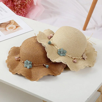 Καλοκαιρινό μωρό λουλούδι αναπνεύσιμο καπέλο ψάθινο καπέλο με τσάντες τσάντες παιδικό καπέλο αγόρι κορίτσια Αντιηλιακό προστατευτικό υπεριώδη ακτινοβολία panama Καπέλο gorras